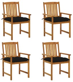 Cadeiras de jardim c/ almofadões 4 pcs madeira de acácia maciça