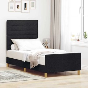 vidaXL Estrutura da Cama com cabeceira Preto 90 x 190 cm tecido