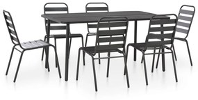 vidaXL 7 pcs conjunto de jantar jardim aço cinzento escuro