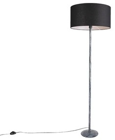 Candeeiro de pé cinzento com sombra preta 50 cm - Simplo Country / Rústico,Moderno