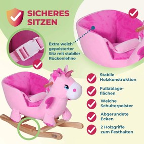 Balanço Unicórnio com cinto de segurança 58 x 35 x 45 cm Rosa