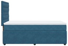 Cama boxspring com colchão 90x190 cm veludo azul