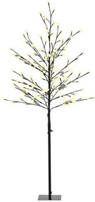 Árvore Cerejeira com 150 Luzes LED IP44 Branco Quente Árvore Decorativa com Ramos Flexíveis para Sala de Estar Festas Interior 17x17x150cm Preto