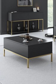 Conjunto de Mobiliário de Sala Lord – Antracite e Dourado – Tv Stand: