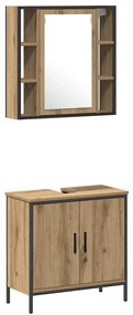 Conjunto de Móveis para Banheiro 4 Peças Carvalho Artesanal Derivados