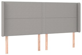 Cama box spring c/ colchão e LED 180x200 cm tecido cinza-claro