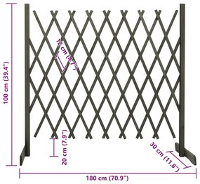 Vedação em treliça para jardim 180x100 cm abeto maciço cinzento