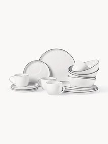 Conjunto de pequeno-almoço em porcelana artesanal Salt, 4 pessoas, 16 uni.