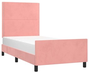 Estrutura de cama c/ cabeceira 80x200 cm veludo rosa