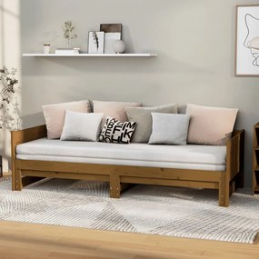 820265 vidaXL Estrutura sofá-cama de puxar pinho maciço castanho 2x(90x190)cm