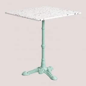 Mesa De Bar Quadrada 60x60 Cm Em Terraço Azteca Terrazzo Marfim E Preto - Verde Ilha Paraíso - Sklum