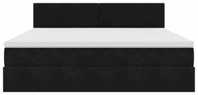 Estrutura de cama otomana com colchão 160x200 cm veludo preto