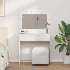 vidaXL Mesa de Toucador com Luzes LED - Branca, 78.5 x 41 x 135 cm