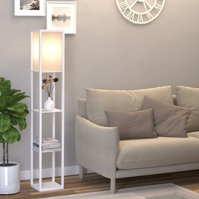 Candeeiro de pé com prateleiras 26 L x 26 L x 160 A cm, 3 prateleiras, 4 níveis, MDF branco