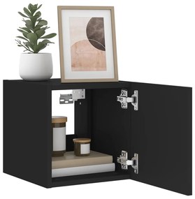 Móvel de parede para TV com luzes LED 30,5x35x30 cm preto