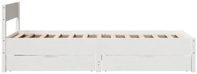 Cama sem colchão 90x200 cm madeira de pinho maciça branco