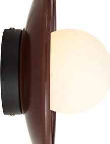 Plafon Retro Vermelho Escuro com Vidro Opalino - Lila