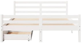 Cama sem colchão 160x200 cm madeira de pinho maciça branco
