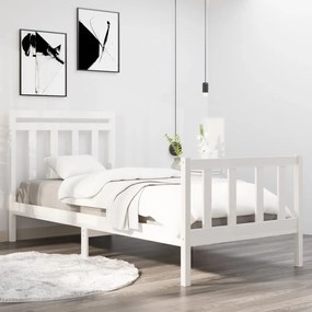 Estrutura cama de solteiro 90x190 cm madeira maciça branco