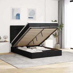 vidaXL Estrutura de cama otomana com colchão 140x200 cm tecido preto