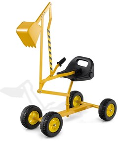Escavadeira de construção de 4 rodas com encosto ergonômico para maiores de 3 anos - Amarelo