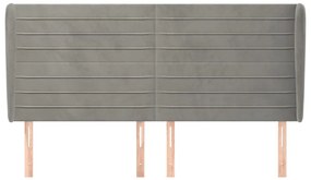 Cabeceira cama c/ abas veludo 203x23x118/128 cm cinzento-claro