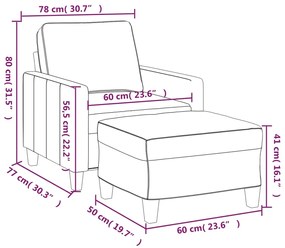 Poltrona com apoio de pés 60 cm tecido cor creme