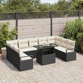 Conjunto de Sofá de Jardim vidaXL 10 Peças com Almofadas Vime Polyratt