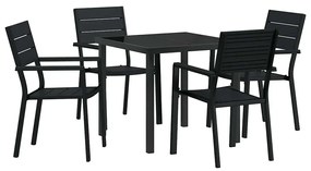 Conjunto de Jantar para Jardim com 5 Peças em HDPE Preto