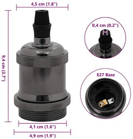 Casquilhos de lâmpadas 2 pcs Preto brilhante E27