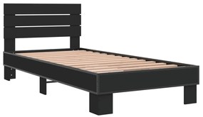 Estrutura de cama 100x200 cm derivados de madeira/metal preto