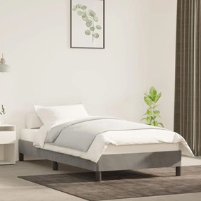 Estrutura de cama 90x200 cm veludo cinzento-claro