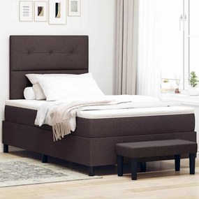 vidaXL Cama Box Spring com Colchão e Banco Marrom Escuro 120x200 cm Tecido