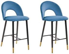 Conjunto de 2 cadeiras de bar em veludo azul marinho FALTON Beliani