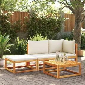 vidaXL 3 pcs conjunto de sofás de jardim com almofadões acácia maciça