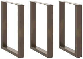 Pés para mesa de jantar em formato de U, 3 peças, aço natural, 70x(72-