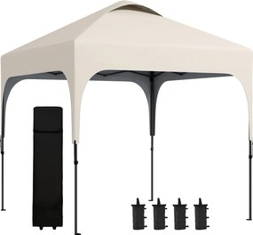 Outsunny Tenda Dobrável 2,5x2,5 m Tenda de Jardim para Festas e Campismo com Proteção UV50+ Altura Ajustável 4 Sacos de Areia e Bolsa de Transporte Bege | AOSOM Portugal
