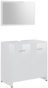 3 pcs conj. móveis casa de banho contraplacado branco brilhante