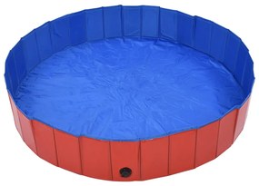 Piscina para cães dobrável 160x30 cm PVC vermelho