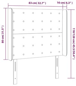 Cabeceira de cama c/ abas veludo 83x16x118/128cm cinzento-claro