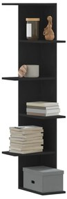 Estante parede p/ canto 36,5x36,5x140 cm deriv. madeira preto