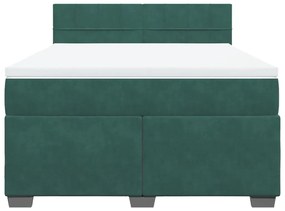 Cama com molas/colchão 140x200 cm veludo verde-escuro