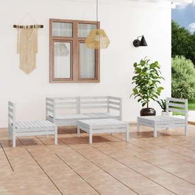 vidaXL 5 pcs conjunto lounge de jardim pinho maciço branco