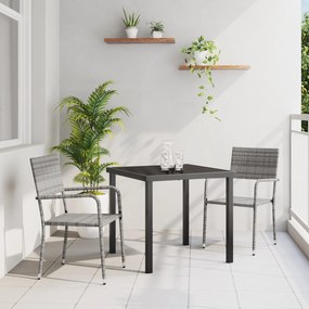 vidaXL Conjunto de Jantar de Jardim 3 Peças Cinzento Rattan Poliéster