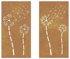 Decorações p/ muro de jardim 2 pcs aço corten design flores