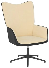 Cadeira de descanso com banco PVC e veludo branco nata