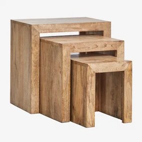 Mesas Auxiliares Ninho Retangulares Em Madeira De Manga Woodsen Madeira De Manga - Sklum