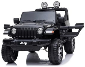 Carro Elétrico infantil Jeep Wrangler Rubicon, 12 volt, assento em couro, pneus de borracha EVA Preto