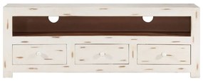 Móvel de TV madeira de acácia maciça 110x30x40 cm branco