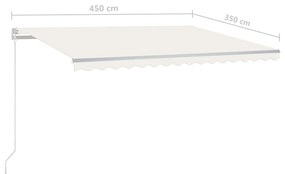 Toldo retrátil automático com postes 4,5x3,5 m cor creme